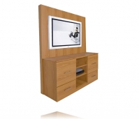 Infinity TV Stand and Back Honey Maple Matte Case